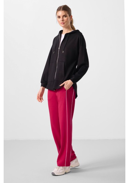 Siyah Yumuşak Dokulu Kapüşonlu Oversize Kadın Tunik Sweatshirt - 97302 fiyatları