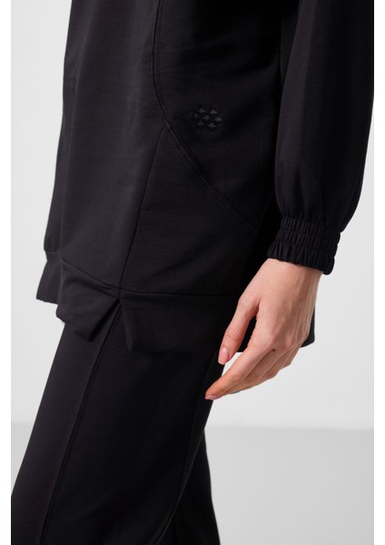 Siyah O Yaka Basic Oversize Kadın Eşofman Tunik Takım - 95347 fırsatları