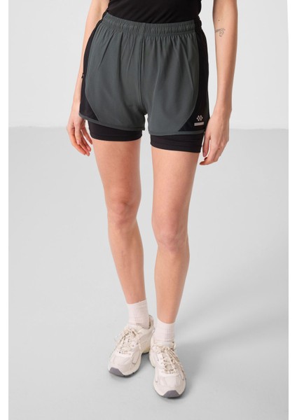 Haki Polyester Gizli Cep Fermuarlı Standart Kalıp Kadın Içi Taytlı Şort - 91015 fiyatları