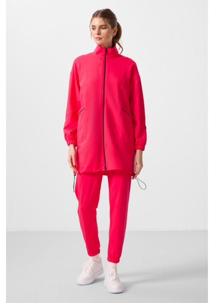 Viva Kırmızı Dik Yaka Fermuarlı Rahat Form Kadın Eşofman Tunik Takım - 95345 indirimleri