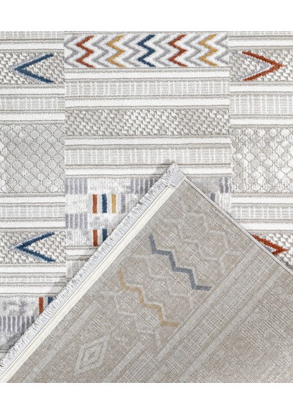 Faten Çizgili Gri Akrilik Dikdörtgen Modern Desenli Akrilik Hav Vermeyen Leke Tutmayan Kolay Temizlenen Yumuşak Makine Salon Yolluk Mutfak Halı modelleri