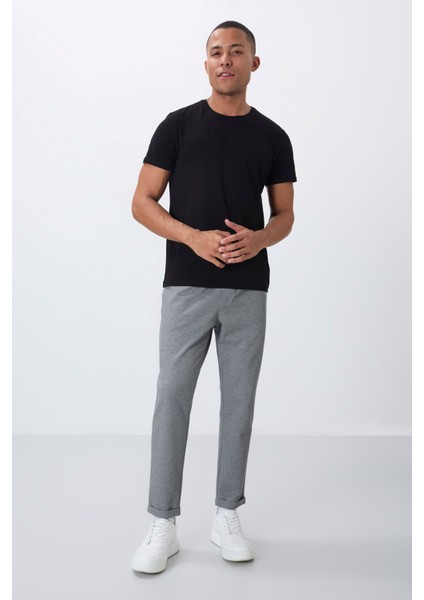 Gri Melanj Yüzeyi Dokulu Standart Fit Erkek Eşofman Alt - 82154 fiyatları