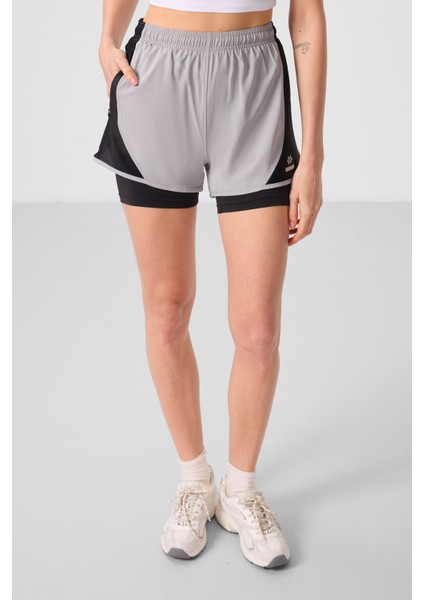 Taş Polyester Gizli Cep Fermuarlı Standart Kalıp Kadın Içi Taytlı Şort - 91015 fiyatları