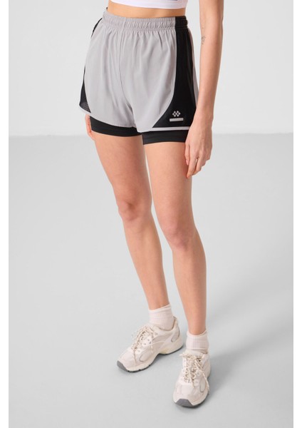 Taş Polyester Gizli Cep Fermuarlı Standart Kalıp Kadın Içi Taytlı Şort - 91015 fırsatları