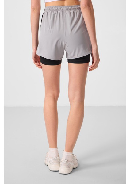 Taş Polyester Gizli Cep Fermuarlı Standart Kalıp Kadın Içi Taytlı Şort - 91015 indirimleri