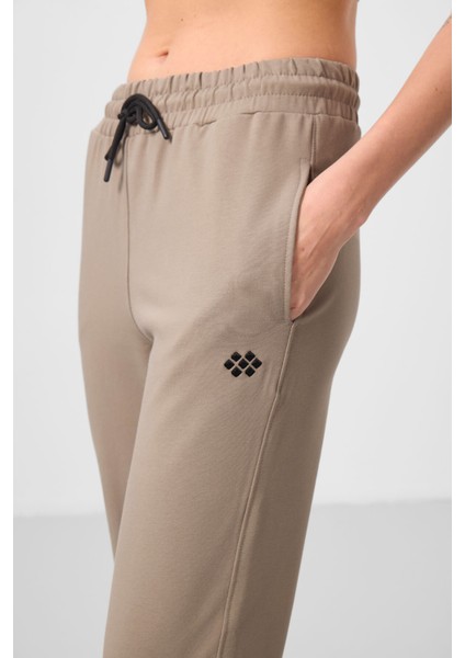 Koyu Bej Dik Yaka Fermuarlı Rahat Form Kadın Eşofman Tunik Takım - 95345 fırsatları