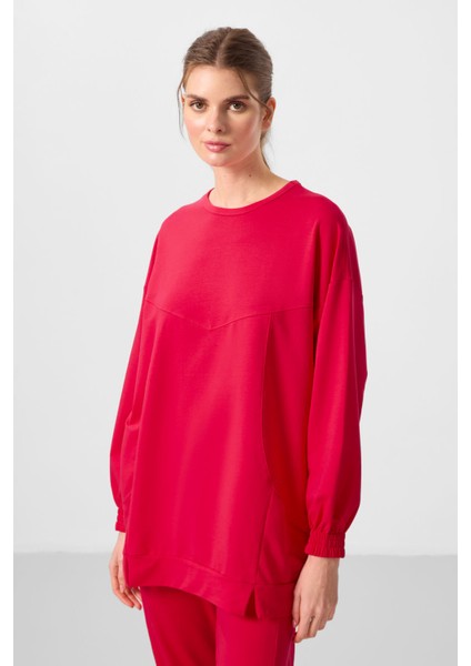 Viva Kırmızı O Yaka Basic Oversize Kadın Eşofman Tunik Takım - 95347 modelleri