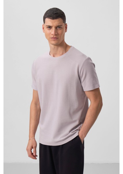 Taş Yüzeyi Dokulu Rahat Form Basic Erkek T-Shirt - 88436