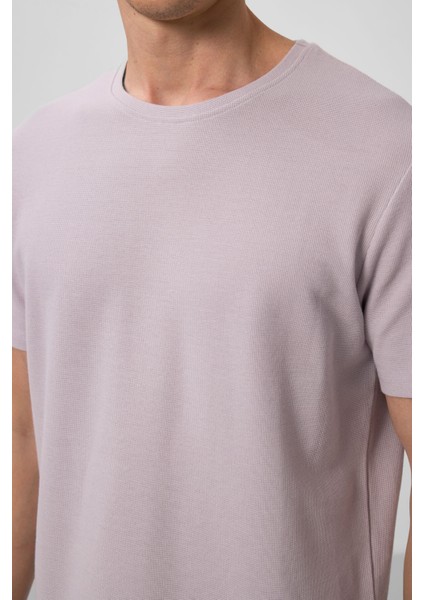 Taş Yüzeyi Dokulu Rahat Form Basic Erkek T-Shirt - 88436 modelleri