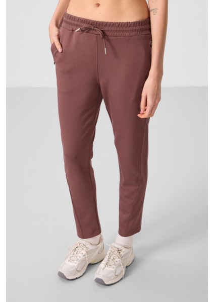 Kahverengi Yumuşak Dokulu Gizli Fermuarlı Dar Paça Kadın Pantolon - 94668 fırsatları