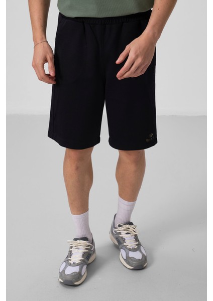 Siyah Yüzeyi Dokulu Oversize Erkek Şort - 81288 fiyatları