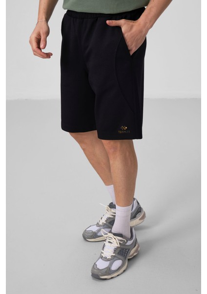Siyah Yüzeyi Dokulu Oversize Erkek Şort - 81288 fırsatları