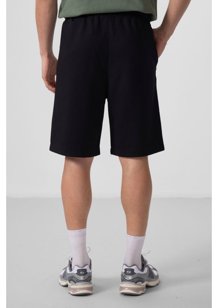 Siyah Yüzeyi Dokulu Oversize Erkek Şort - 81288 indirimleri