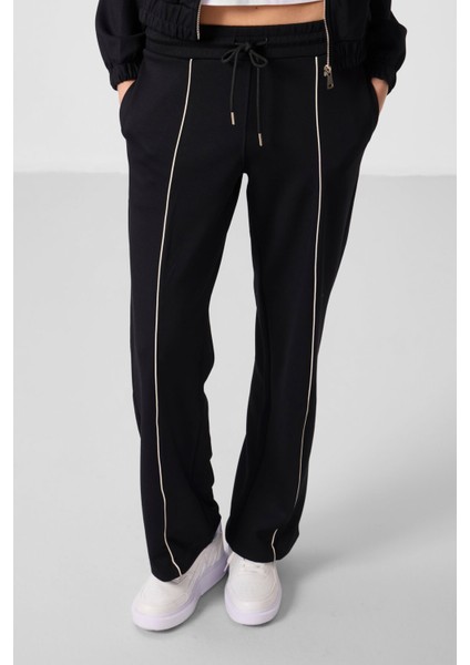 Siyah Yumuşak Dokulu Dik Yaka Oversize Lastikli Kadın Eşofman Takım - 95349 fiyatları