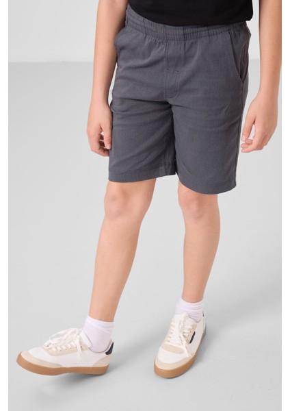 Siyah-Gri Pamuklu Oversize Fit Dokuma Hafif Esnek Chino Erkek Çocuk Şort Takım - 11277 fırsatları