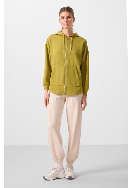 Koyu Hardal Yumuşak Dokulu Kapüşonlu Oversize Kadın Tunik Sweatshirt - 97302 fiyatları