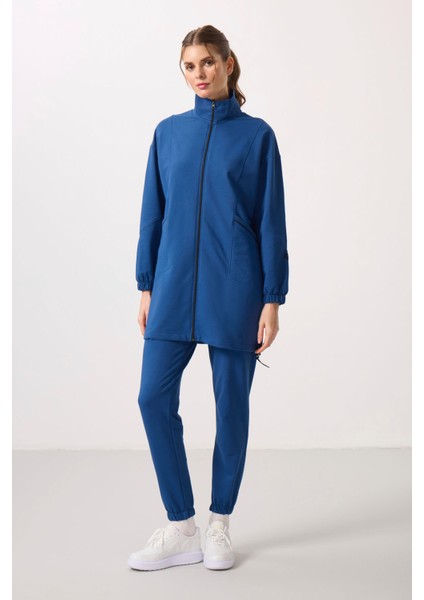 Parlament Dik Yaka Fermuarlı Rahat Form Kadın Eşofman Tunik Takım - 95345 indirimleri