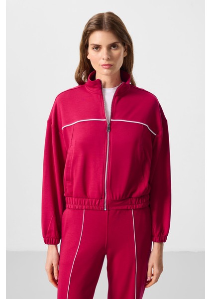 Viva Kırmızı Yumuşak Dokulu Dik Yaka Oversize Lastikli Kadın Eşofman Takım - 95349 modelleri