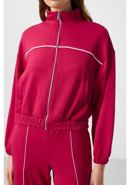 Viva Kırmızı Yumuşak Dokulu Dik Yaka Oversize Lastikli Kadın Eşofman Takım - 95349 indirimleri