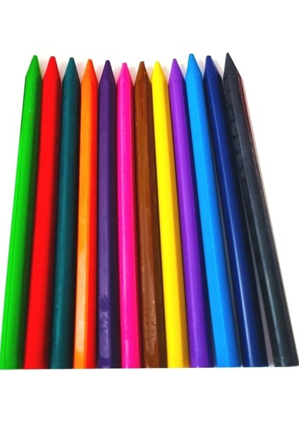 Plastik Kutulu 12 Renk Mum Boya + Silgi + Kalemtraş