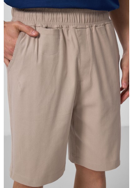Taş Gri Standart Fit Dokuma Hafif Esnek Chino Şort - 81290 modelleri