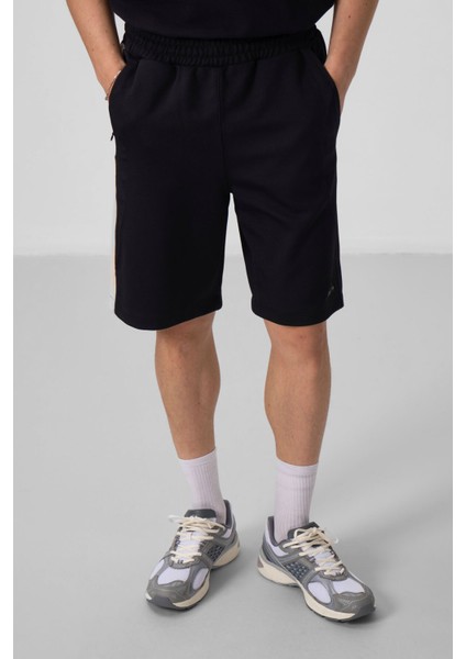 Siyah-Bej Yüzeyi Dokulu Oversize Erkek Şort - 81288 fiyatları