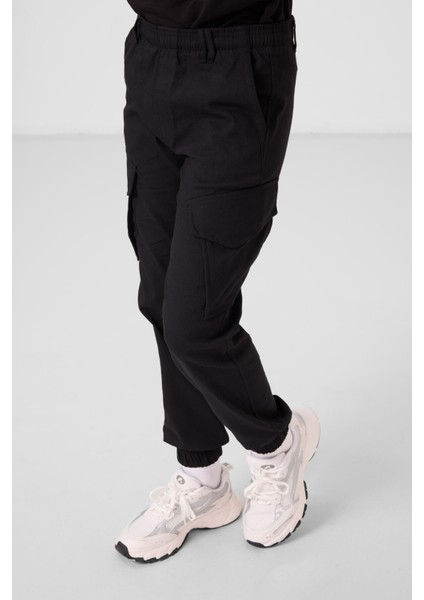 Siyah Standart Fit Dokuma Hafif Esnek Chino Erkek Çocuk Pantolon - 11271 modelleri
