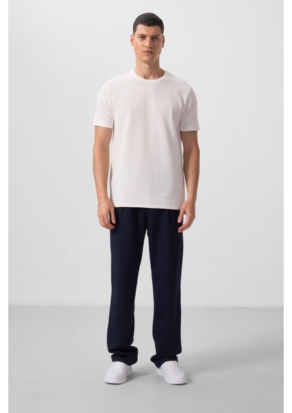 Ekru Yüzeyi Dokulu Rahat Form Basic Erkek T-Shirt - 88436 fiyatları