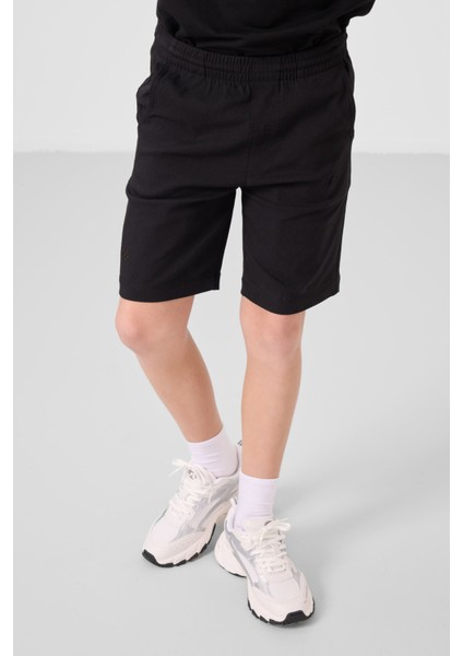 Siyah Pamuklu Oversize Fit Dokuma Hafif Esnek Chino Erkek Çocuk Şort Takım - 11277 fiyatları