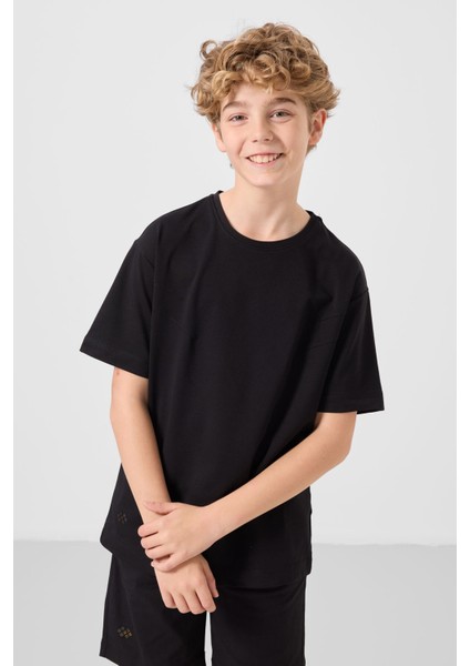 Siyah Pamuklu Oversize Fit Dokuma Hafif Esnek Chino Erkek Çocuk Şort Takım - 11277 indirimleri