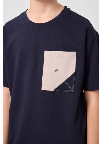 Lacivert-Taş Pamuklu Oversize Fit Dokuma Hafif Esnek Chino Erkek Çocuk Şort Takım - 11278 indirimleri