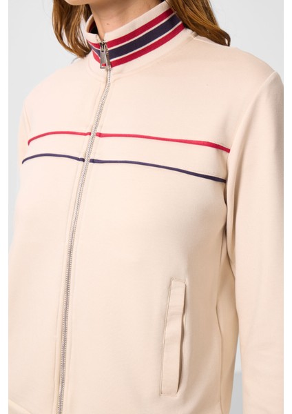 Bej Yumuşak Dokulu Triko Dik Yaka Oversize Kadın Eşofman Takım - 95350 fırsatları