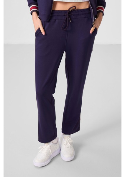 Koyu Mor Yumuşak Dokulu Triko Dik Yaka Oversize Kadın Eşofman Takım - 95350 modelleri
