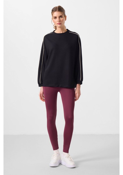 Siyah Yumuşak Dokulu O Yaka Oversize Kadın Tunik Sweatshirt - 97303 fiyatları