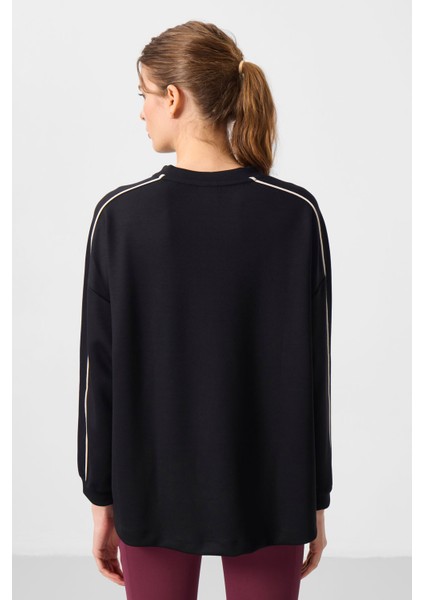 Siyah Yumuşak Dokulu O Yaka Oversize Kadın Tunik Sweatshirt - 97303 indirimleri