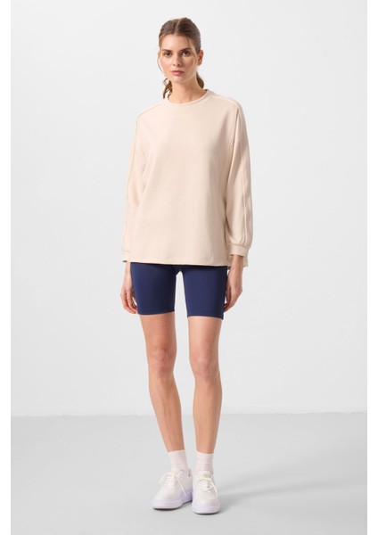 Bej Yumuşak Dokulu O Yaka Oversize Kadın Tunik Sweatshirt - 97303 fiyatları