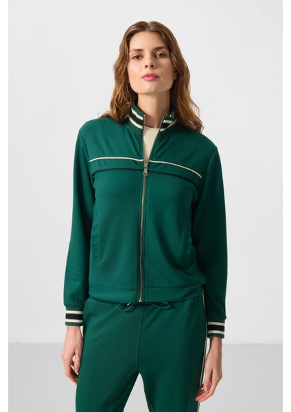 Yeşil Yumuşak Dokulu Triko Dik Yaka Oversize Kadın Eşofman Takım - 95350 fiyatları