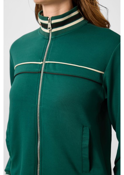 Yeşil Yumuşak Dokulu Triko Dik Yaka Oversize Kadın Eşofman Takım - 95350 fırsatları