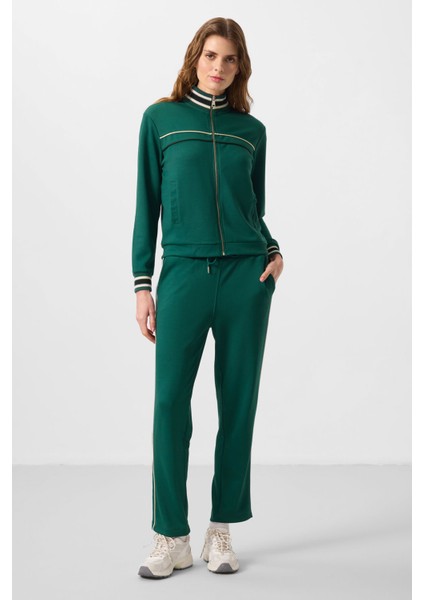 Yeşil Yumuşak Dokulu Triko Dik Yaka Oversize Kadın Eşofman Takım - 95350 indirimleri