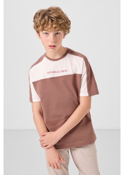 Tarçın Pamuklu Yumuşak Dokulu Oversize Fit Nakışlı Erkek Çocuk T-Shirt - 11290 modelleri
