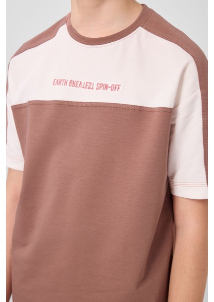 Tarçın Pamuklu Yumuşak Dokulu Oversize Fit Nakışlı Erkek Çocuk T-Shirt - 11290 fırsatları