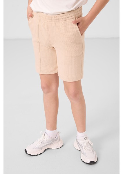 Bej Pamuklu Yumuşak Dokulu Standart Fit Basic Erkek Çocuk Şort - 11289 modelleri