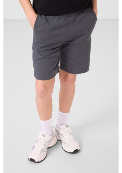 Siyah-Gri Pamuklu Oversize Fit Dokuma Hafif Esnek Chino Erkek Çocuk Şort Takım - 11278 fiyatları