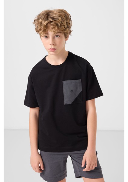 Siyah-Gri Pamuklu Oversize Fit Dokuma Hafif Esnek Chino Erkek Çocuk Şort Takım - 11278 fırsatları