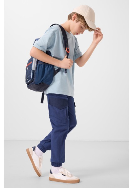 Açık Mavi Pamuklu Yumuşak Dokulu Oversize Baskılı Erkek Çocuk T-Shirt - 11301 modelleri