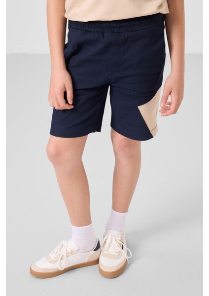 Bej-Lacivert Pamuklu Oversize Fit Dokuma Hafif Esnek Chino Erkek Çocuk Şort Takım - 11275 fiyatları