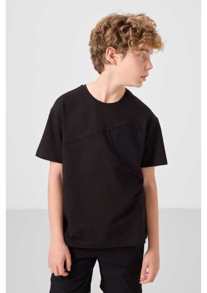 Siyah Pamuklu Oversize Fit Dokuma Hafif Esnek Chino Erkek Çocuk Şort Takım - 11275 fiyatları