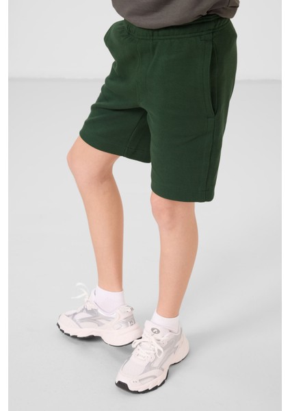 Çam Yeşili Pamuklu Yumuşak Dokulu Standart Fit Basic Erkek Çocuk Şort - 11293 fırsatları
