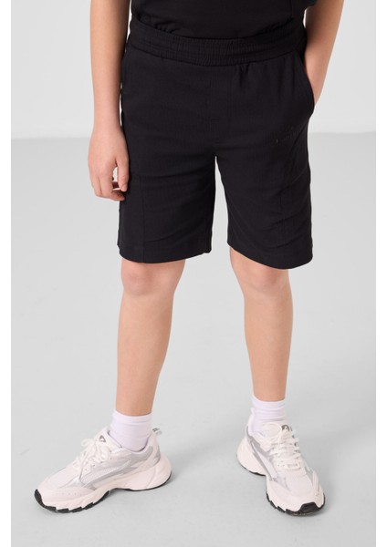 Siyah Pamuklu Oversize Fit Dokuma Hafif Esnek Chino Erkek Çocuk Şort Takım - 11276 fiyatları