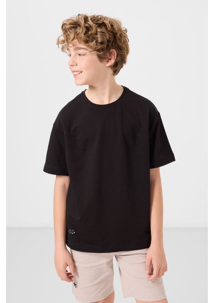 Siyah-Taş Pamuklu Oversize Fit Dokuma Hafif Esnek Chino Erkek Çocuk Şort Takım - 11277 indirimleri